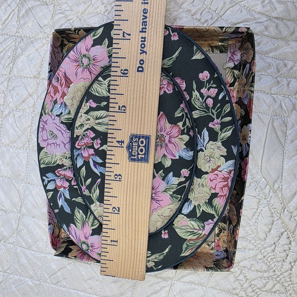 Quilted Trinket Box Floral Print Fabric Covered Sewing Trinket Box Grannycore - Picture 4 of 6